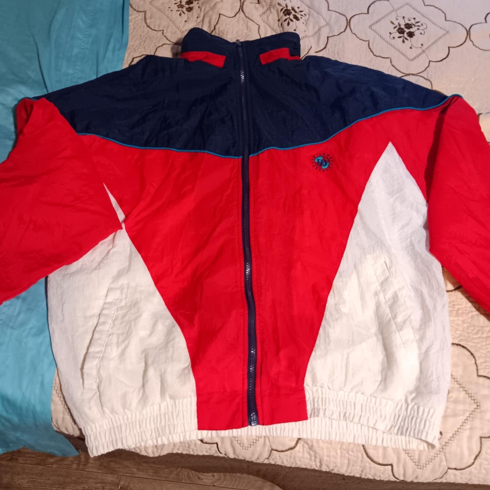 Red and White Windbreaker Jacket